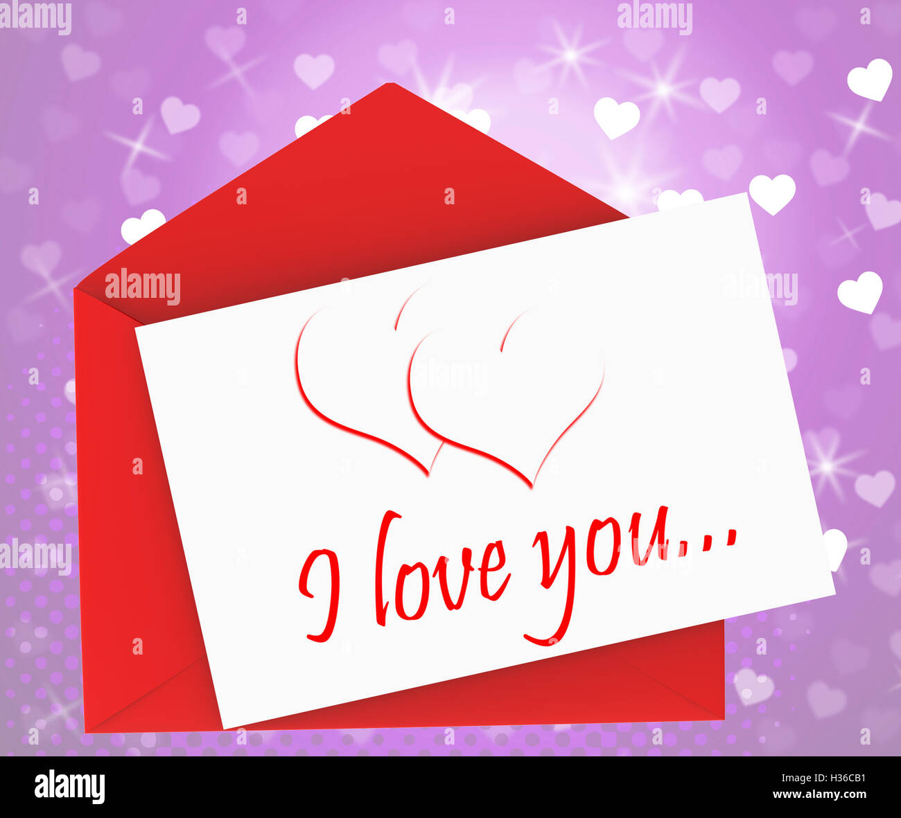Ti Amo su mezzi di busta Valentines Card o Lettera romantica Foto Stock