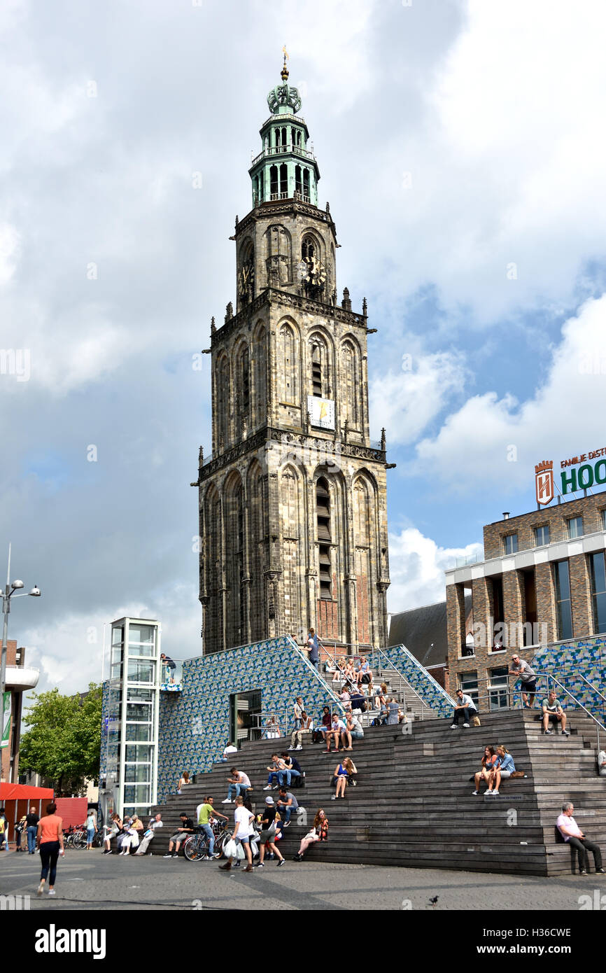 La Martinitoren - Martini( San Martin's Tower) 1482 Paesi Bassi Groningen monumento storico Storia Paesi Bassi Foto Stock