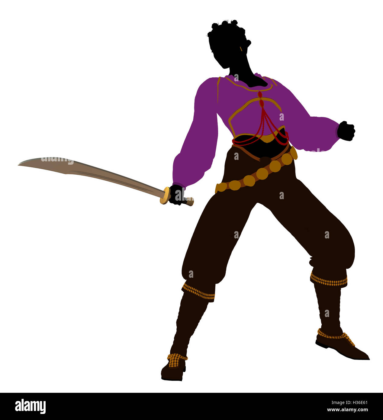 African American pirata femminile Silhouette Foto Stock