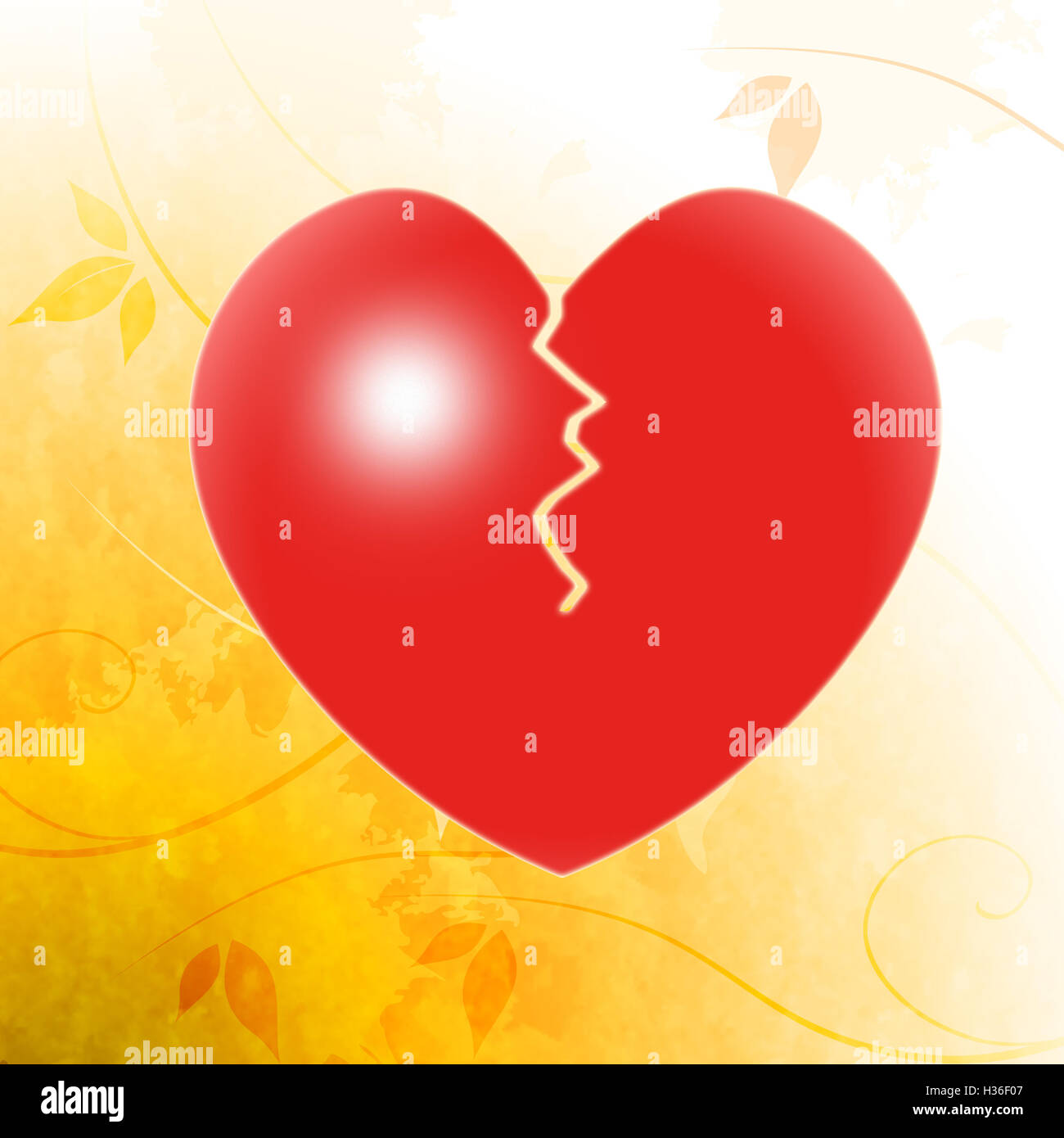 Cuore spezzato mostra infelice giovane o problemi di relazione Foto Stock