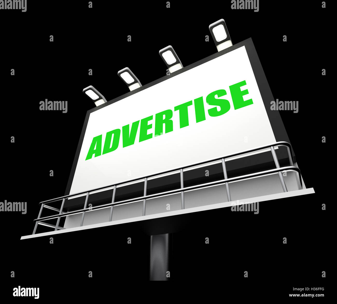 Pubblicità segno rappresenta la promozione e il messaggio pubblicitario Foto Stock