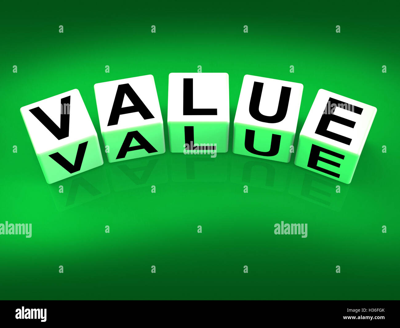 Blocchi valori di importanza rappresentano il significato e il valore Foto Stock