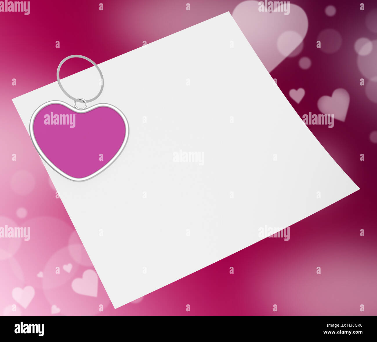 Cuore Agganciare nota significa Valentines Card o Lettera romantica Foto Stock