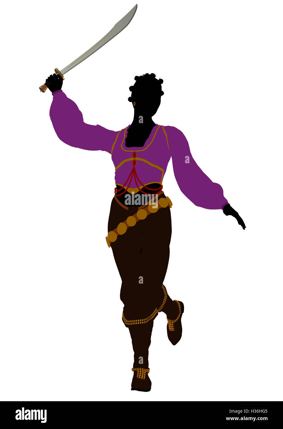 African American pirata femminile Silhouette Foto Stock