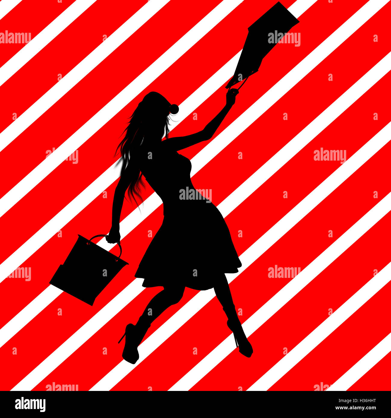 Shopping di Natale illustrazione Silhouette Foto Stock