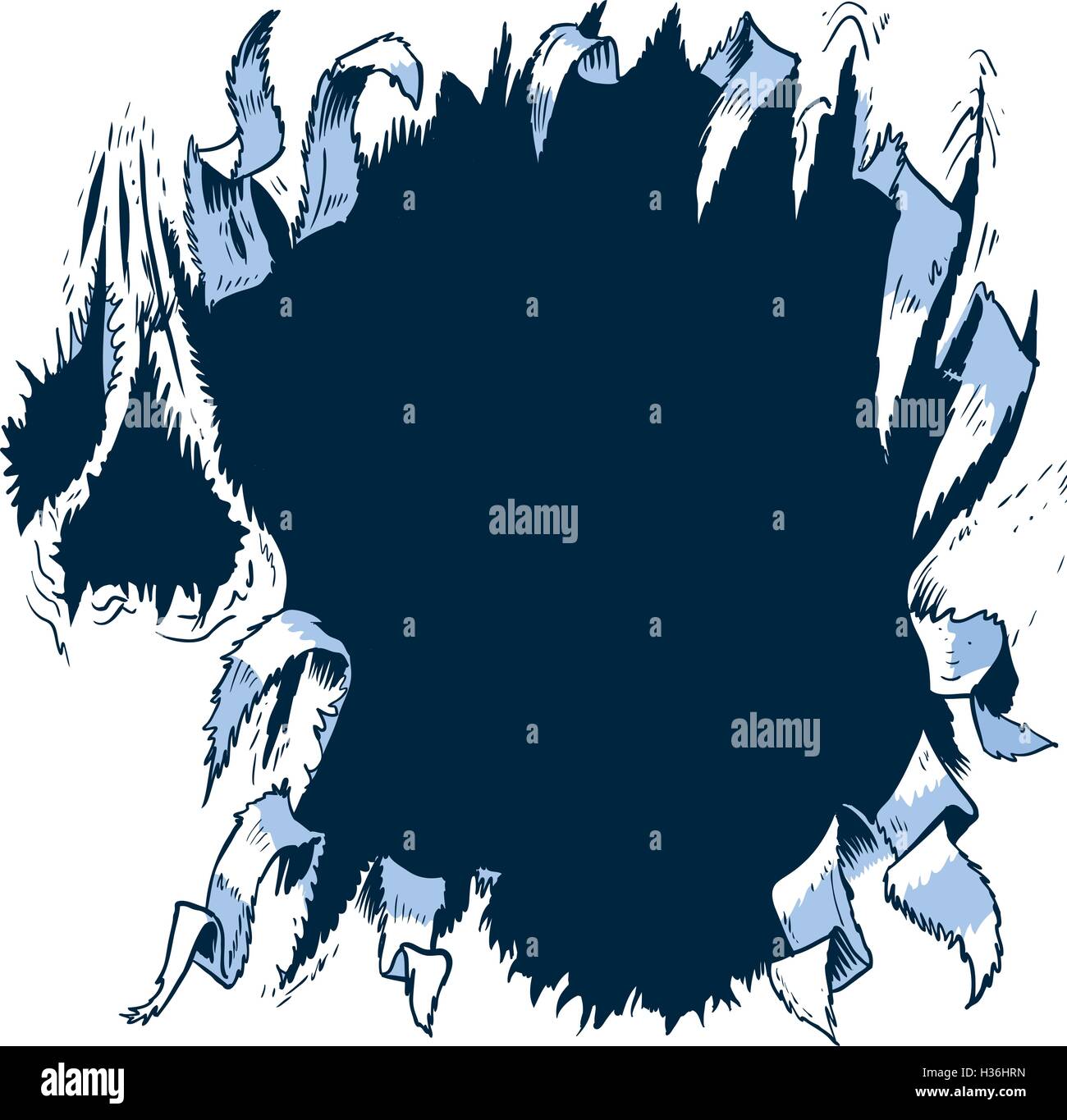 Questo vettore cartoon clip art illustrazione modello è progettato per mostrare qualcosa di ripping attraverso lo sfondo. Illustrazione Vettoriale