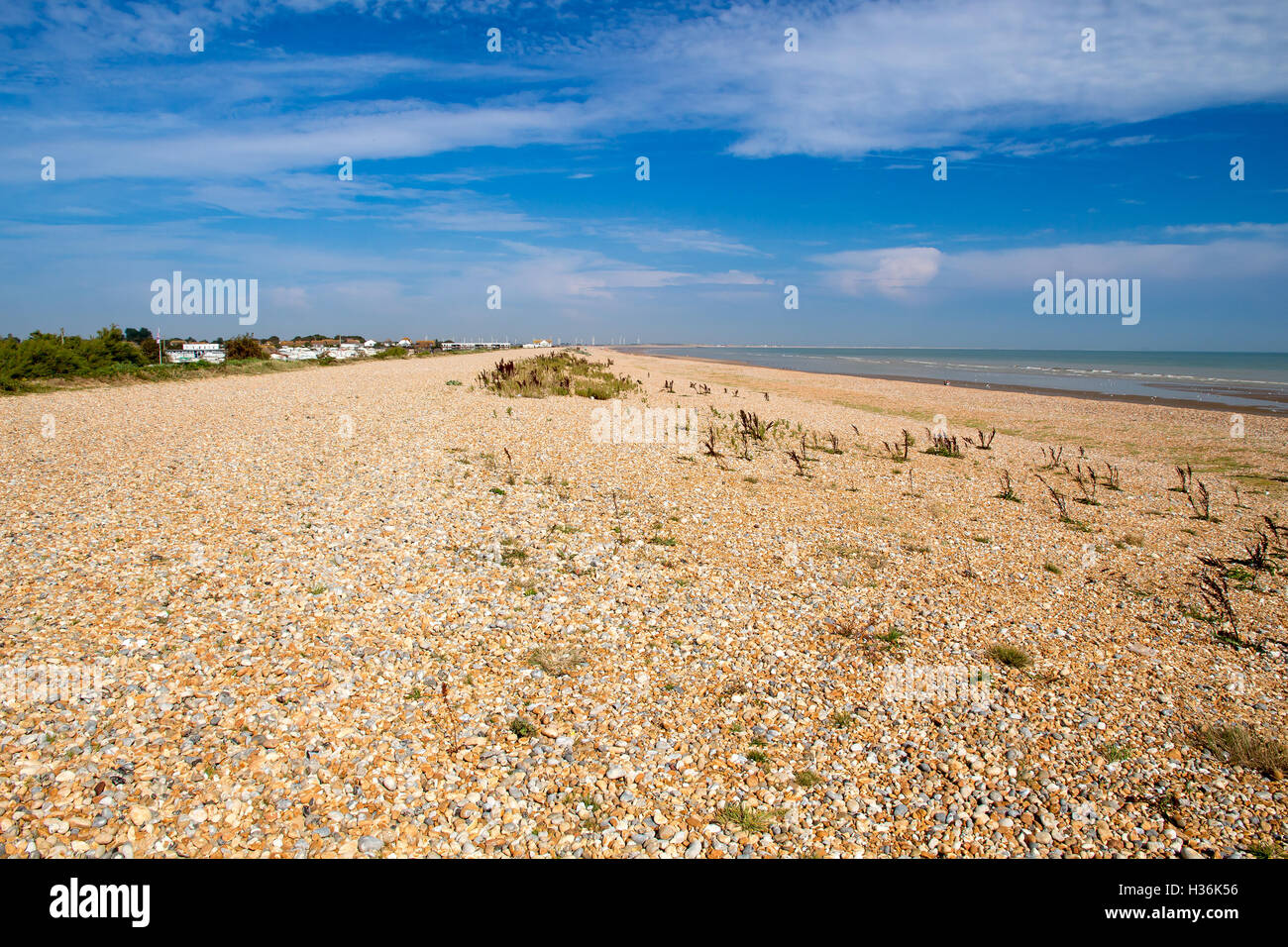 Winchelsea deserta spiaggia sulla costa di East Sussex England Regno Unito Europa Foto Stock