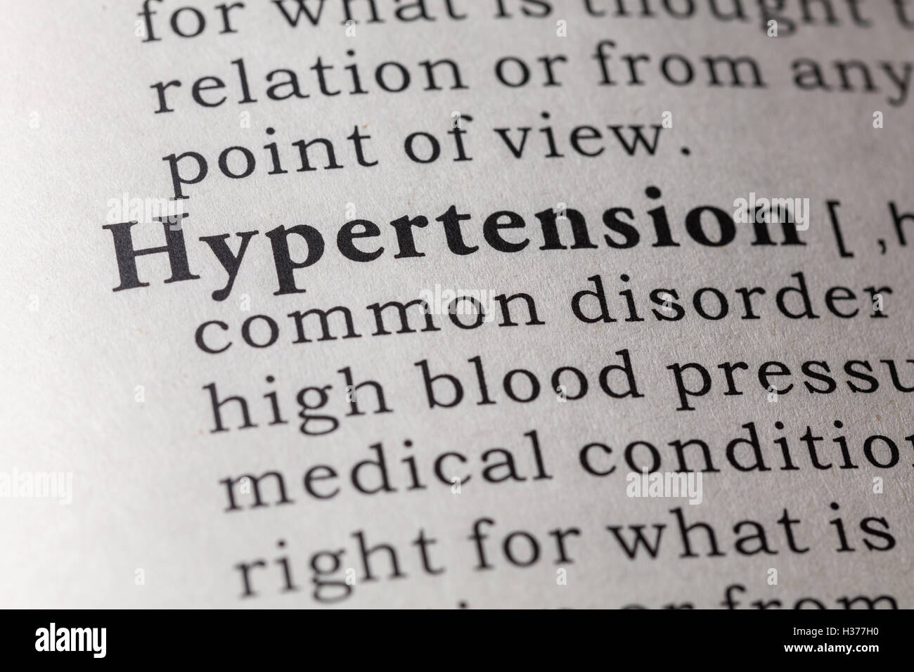 Fake Dizionario, definizione del dizionario della parola ipertensione. Foto Stock