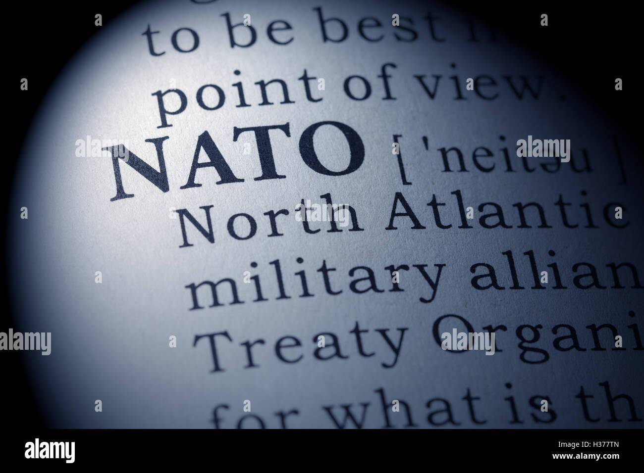 Fake Dizionario, definizione del dizionario della parola NATO. Foto Stock