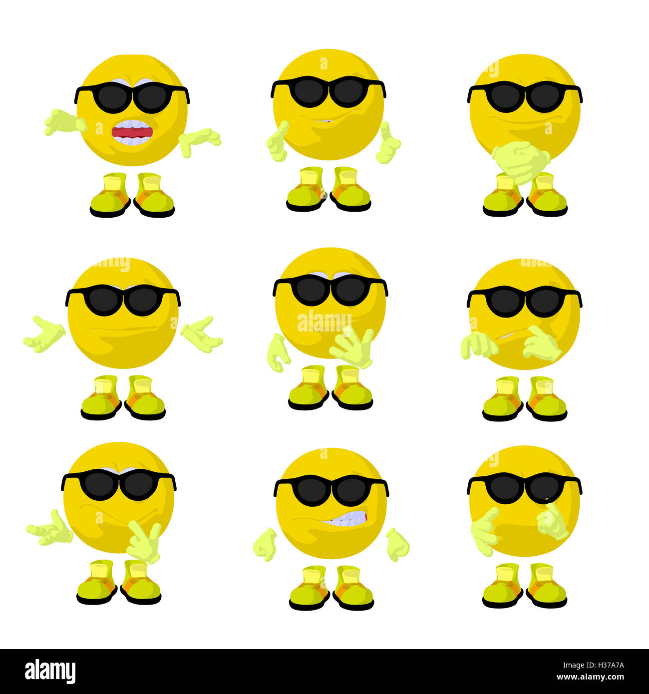 Carino Emoticon giallo arte illustrazione Foto Stock