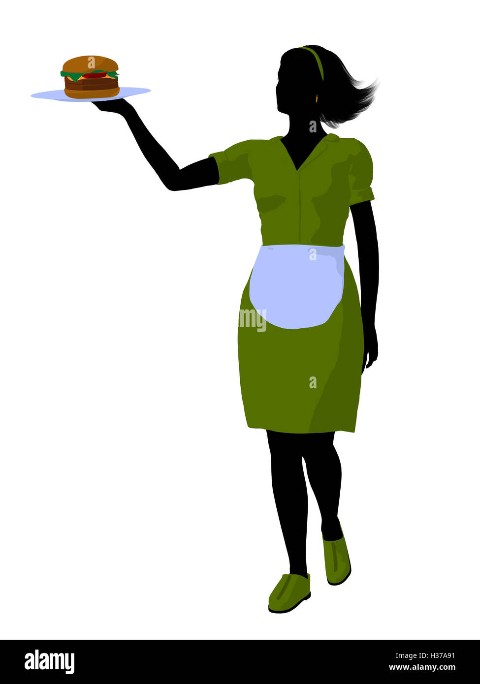 Cameriera illustrazione Silhouette Foto Stock