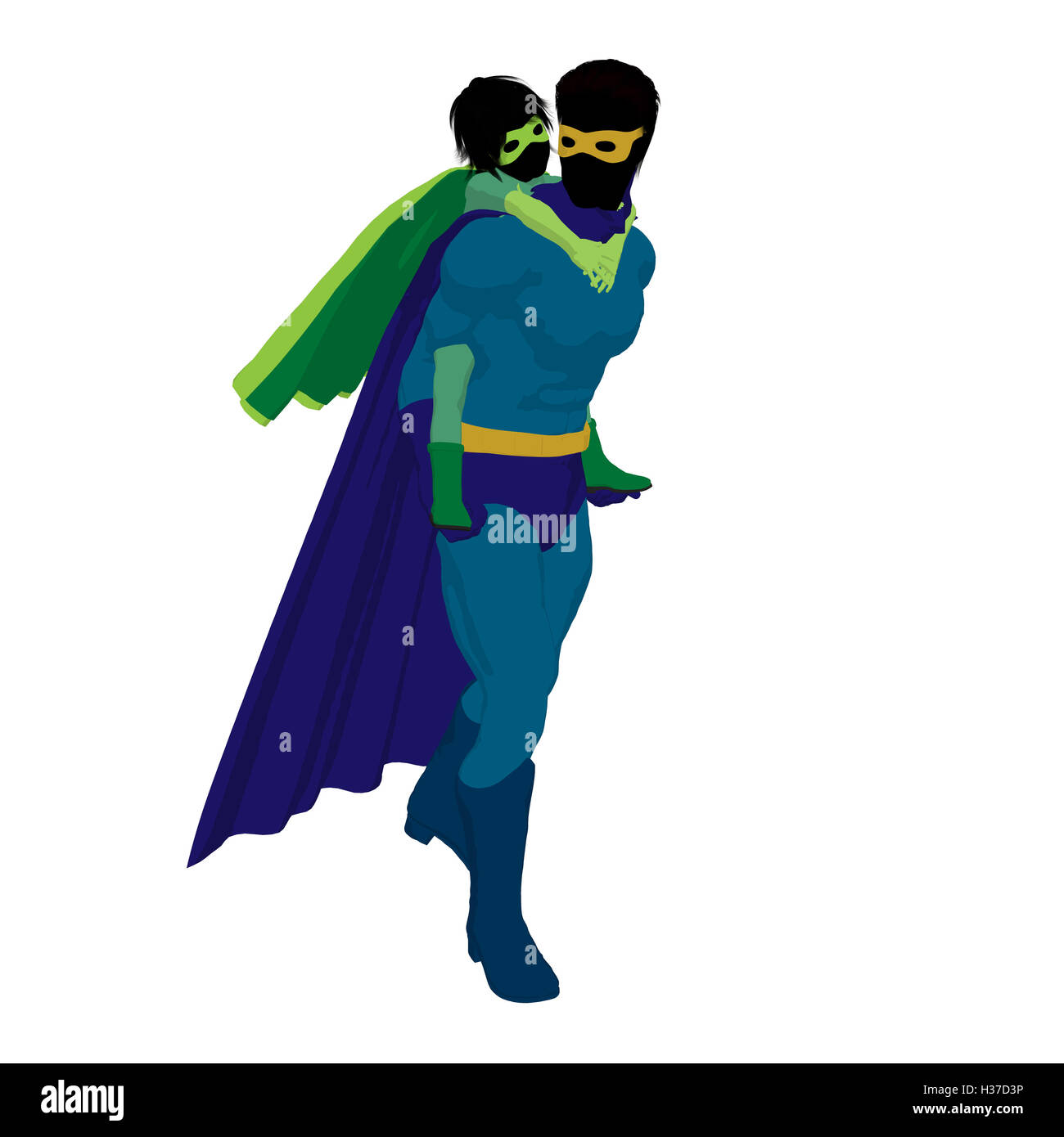 Super eroe papà illustrazione Silhouette Foto Stock
