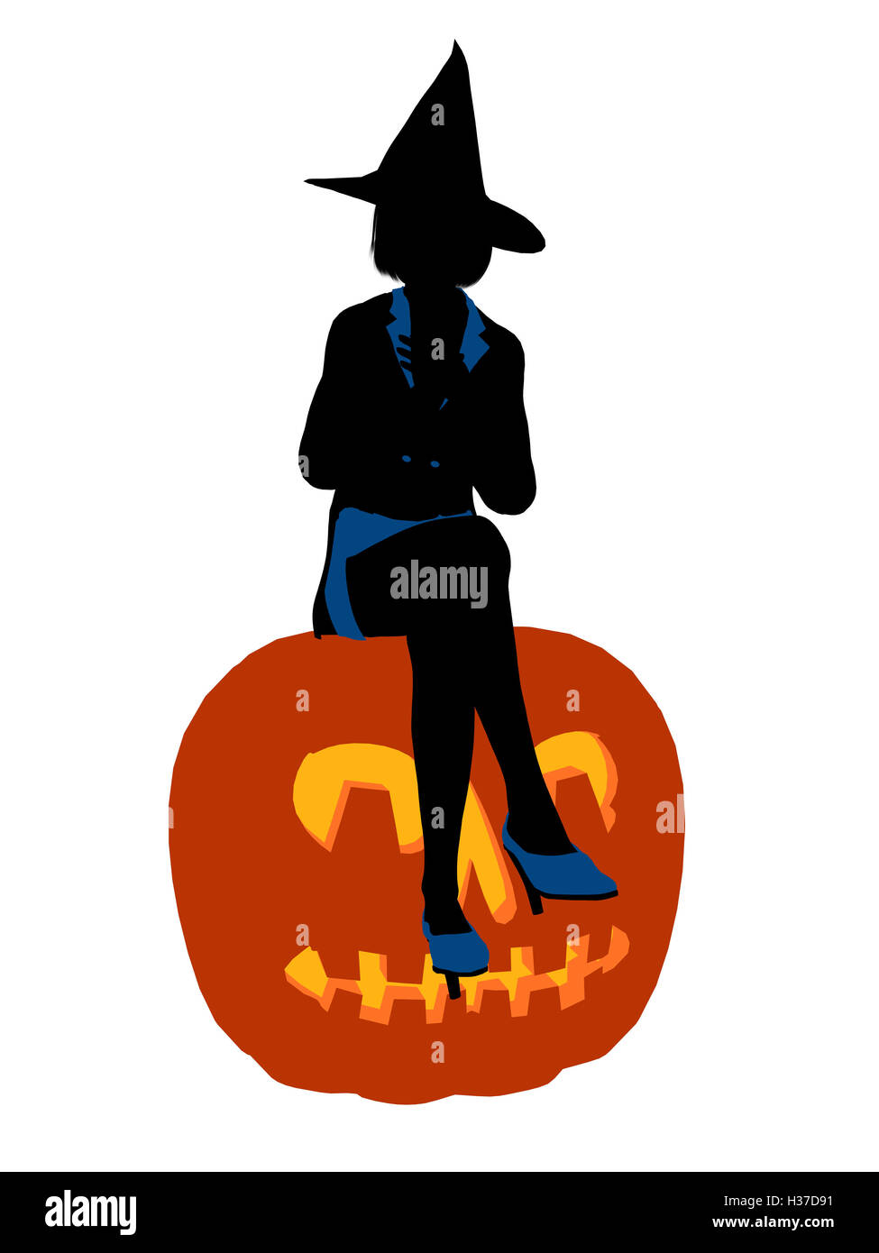 Strega halloween illustrazione arte Silhouette Foto Stock