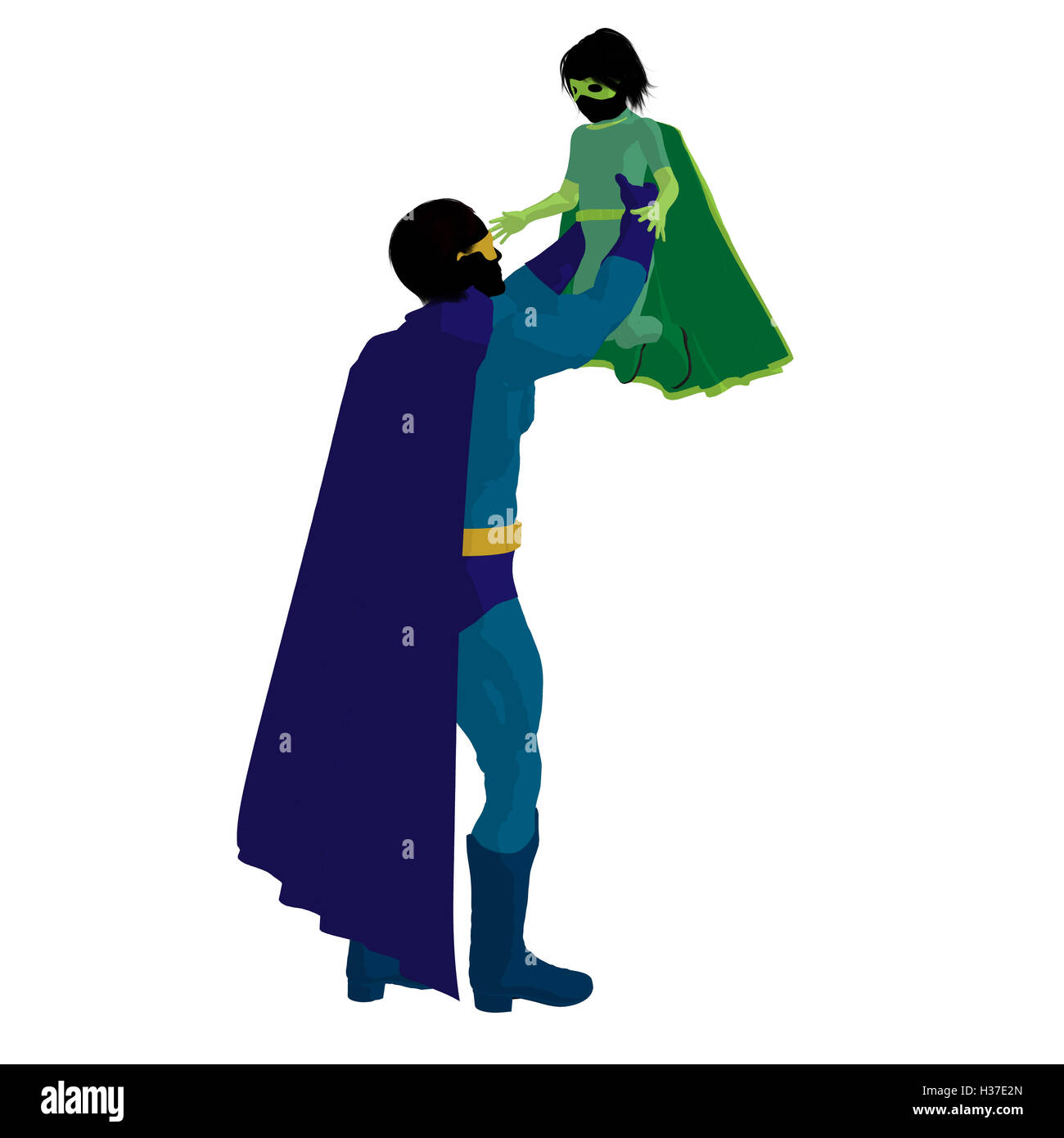 Super eroe papà illustrazione Silhouette Foto Stock
