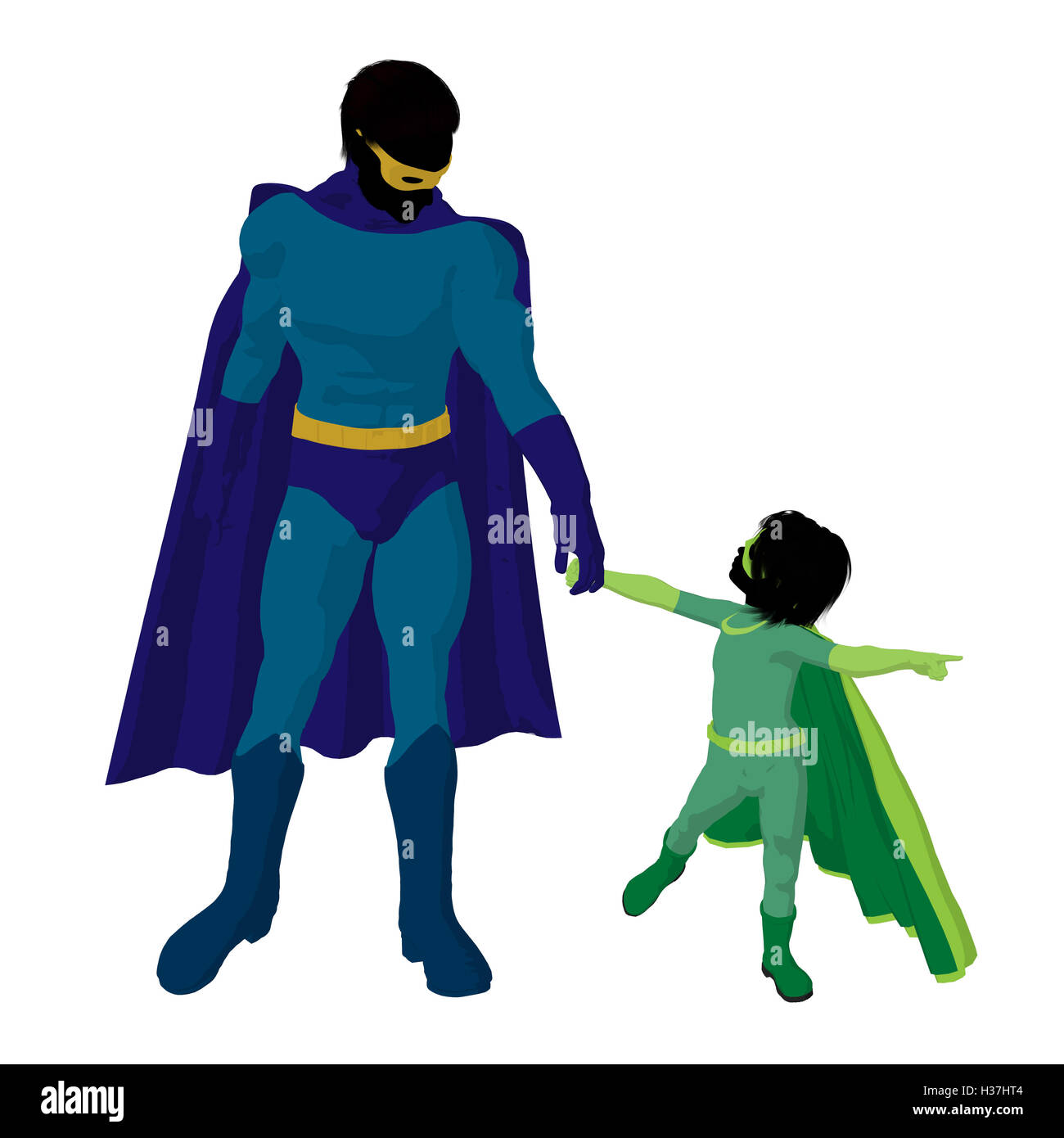 Super eroe papà illustrazione Silhouette Foto Stock