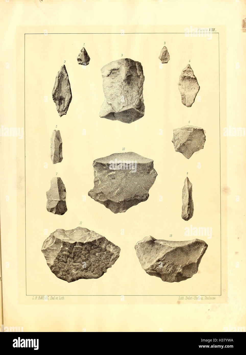 Nouvelles études sur le gisement quaternaire de Clermont près de Toulouse au double point de vue de la paléontologie e de l'archéologie préhistorique (pagina 117) BHL415 Foto Stock