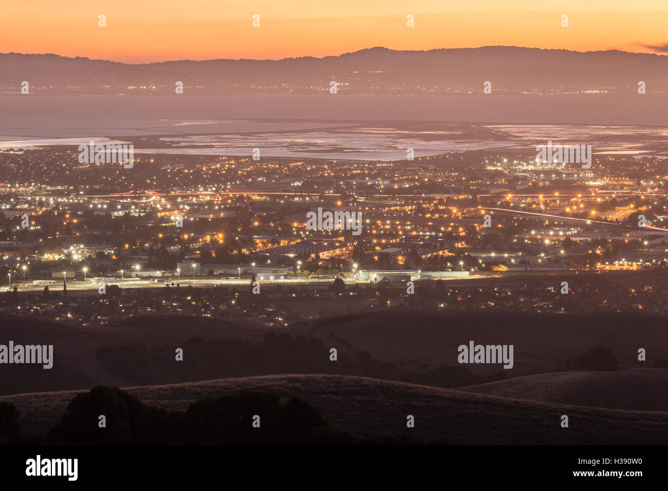 Crepuscolo sopra Silicon Valley Foto Stock