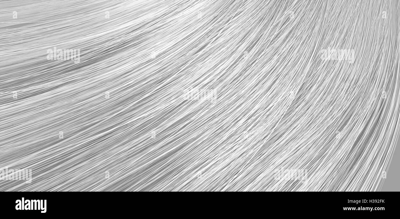 Un 3D render di una vista ingrandita di un mucchio di dritte lucida i capelli grigi in una curva ondulata style Foto Stock