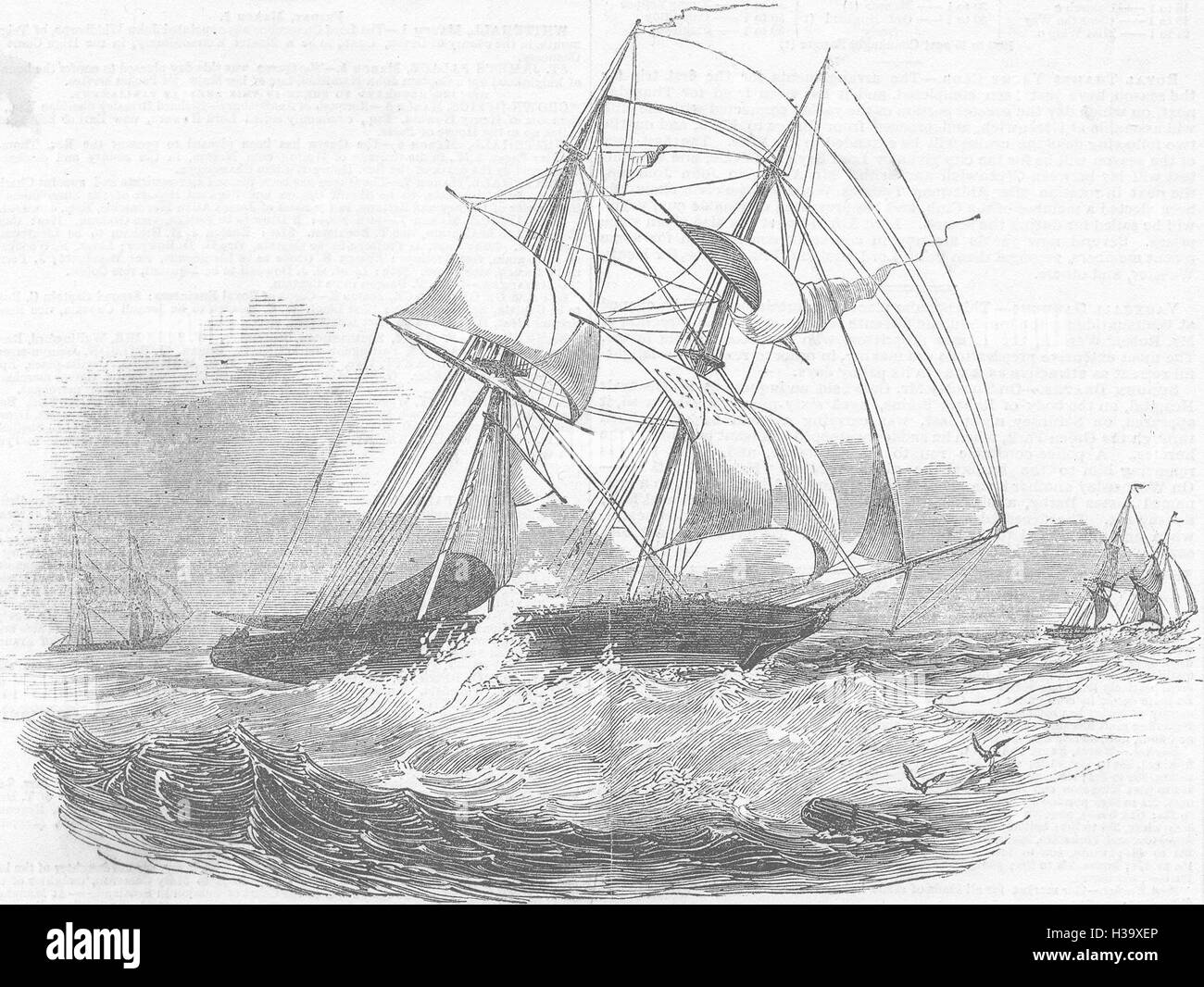 Imbarcazioni sperimentali scudding Brigs, vento 1845. Illustrated London News Foto Stock