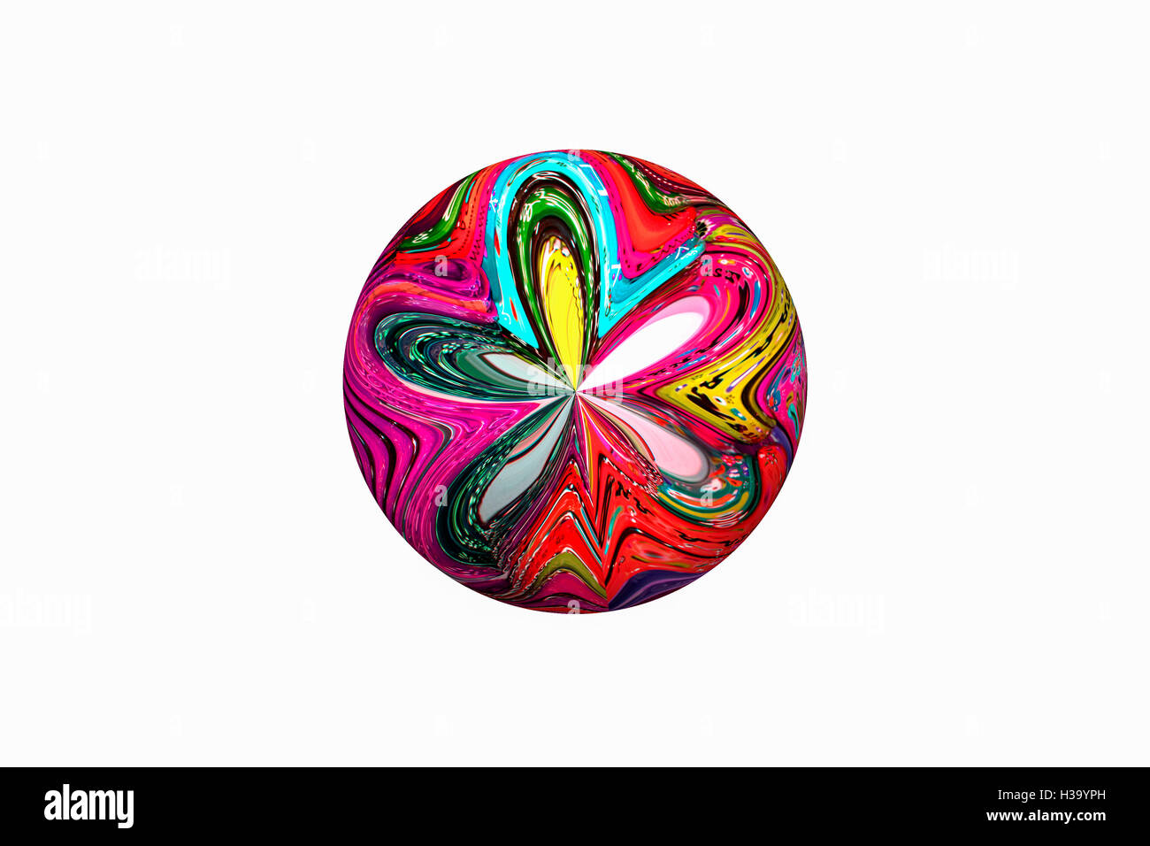 3d sfera illustrazione con multi-colore fiore astratto Foto Stock