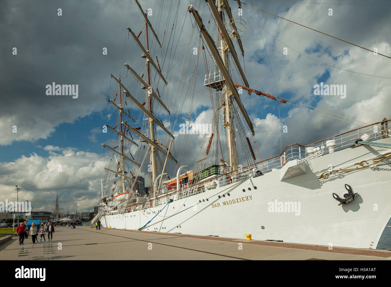 Dar Mlodziezy nave a vela a Gdynia seaport, Polonia. Foto Stock