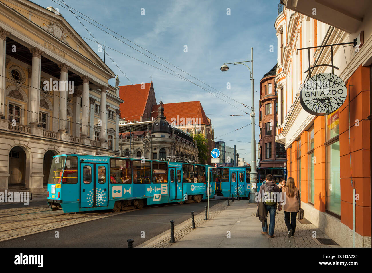 Pomeriggio autunnale di Wroclaw city centre, Polonia. Foto Stock