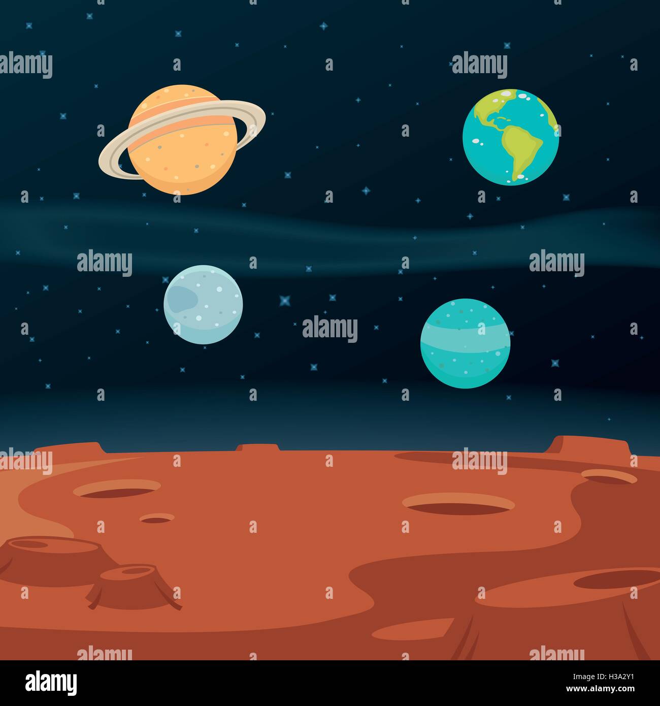 Spazio sullo sfondo del paesaggio Illustrazione Vettoriale