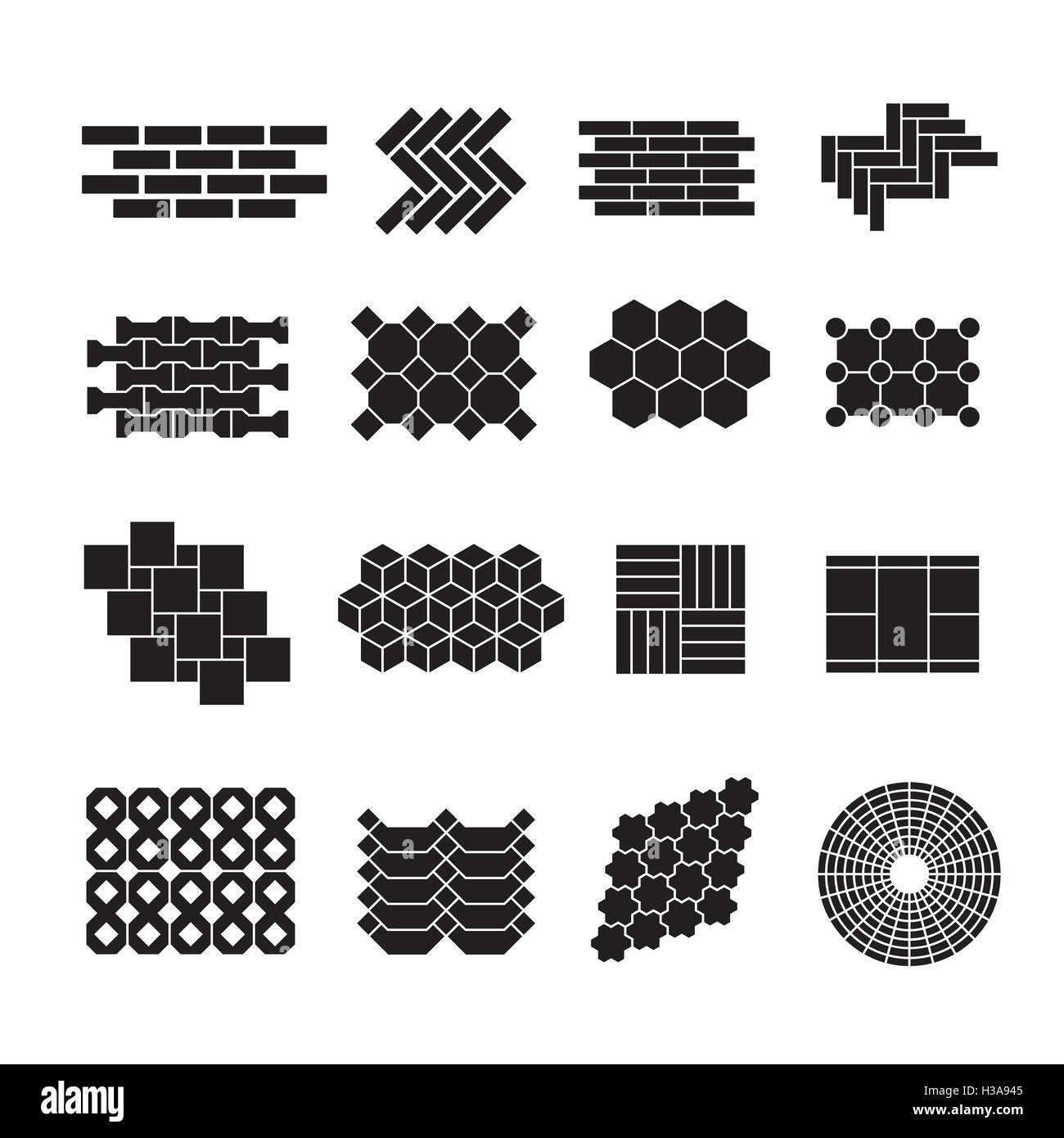 Paesaggio di elementi di design, pavimentazione modello set di vettore Illustrazione Vettoriale