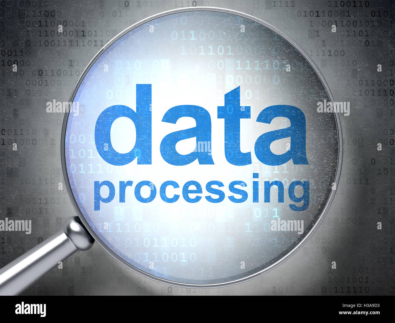 Concetto di dati: elaborazione dati con vetro ottico Foto Stock