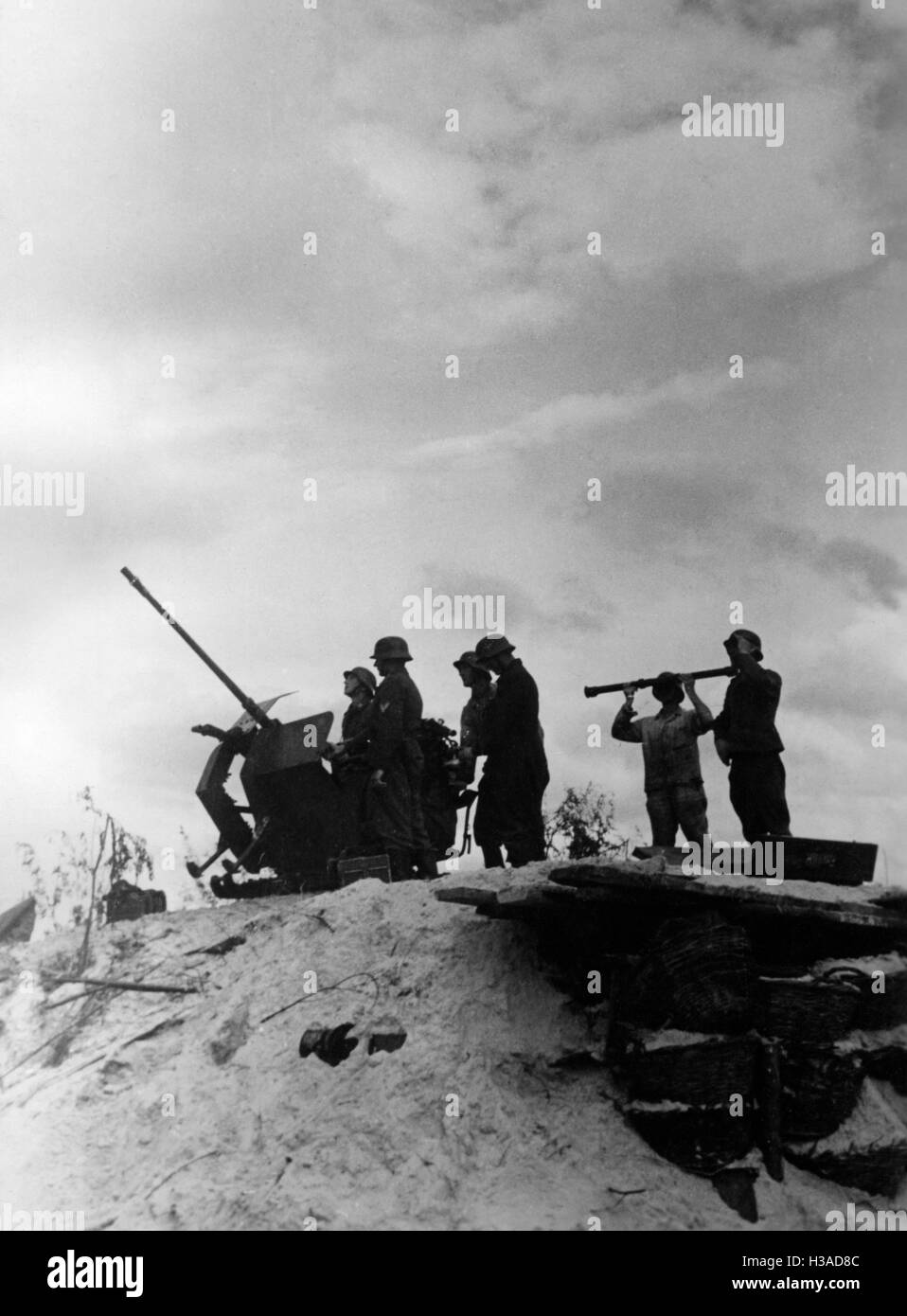 German anti-posizione di aeromobili al Dnieper, 1941 Foto Stock