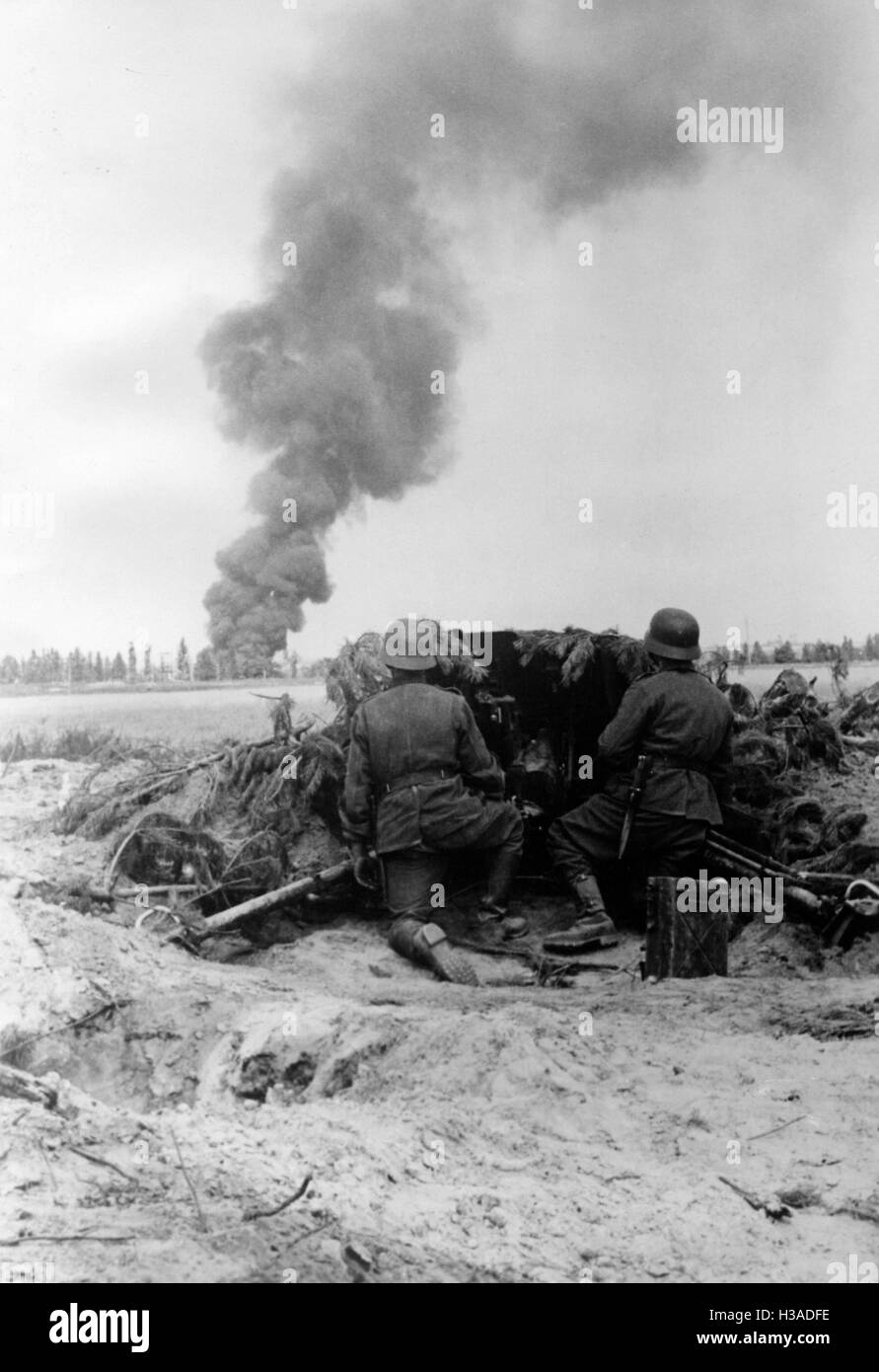 German anti-pistola serbatoio posizione sul fronte orientale, 1941 Foto Stock