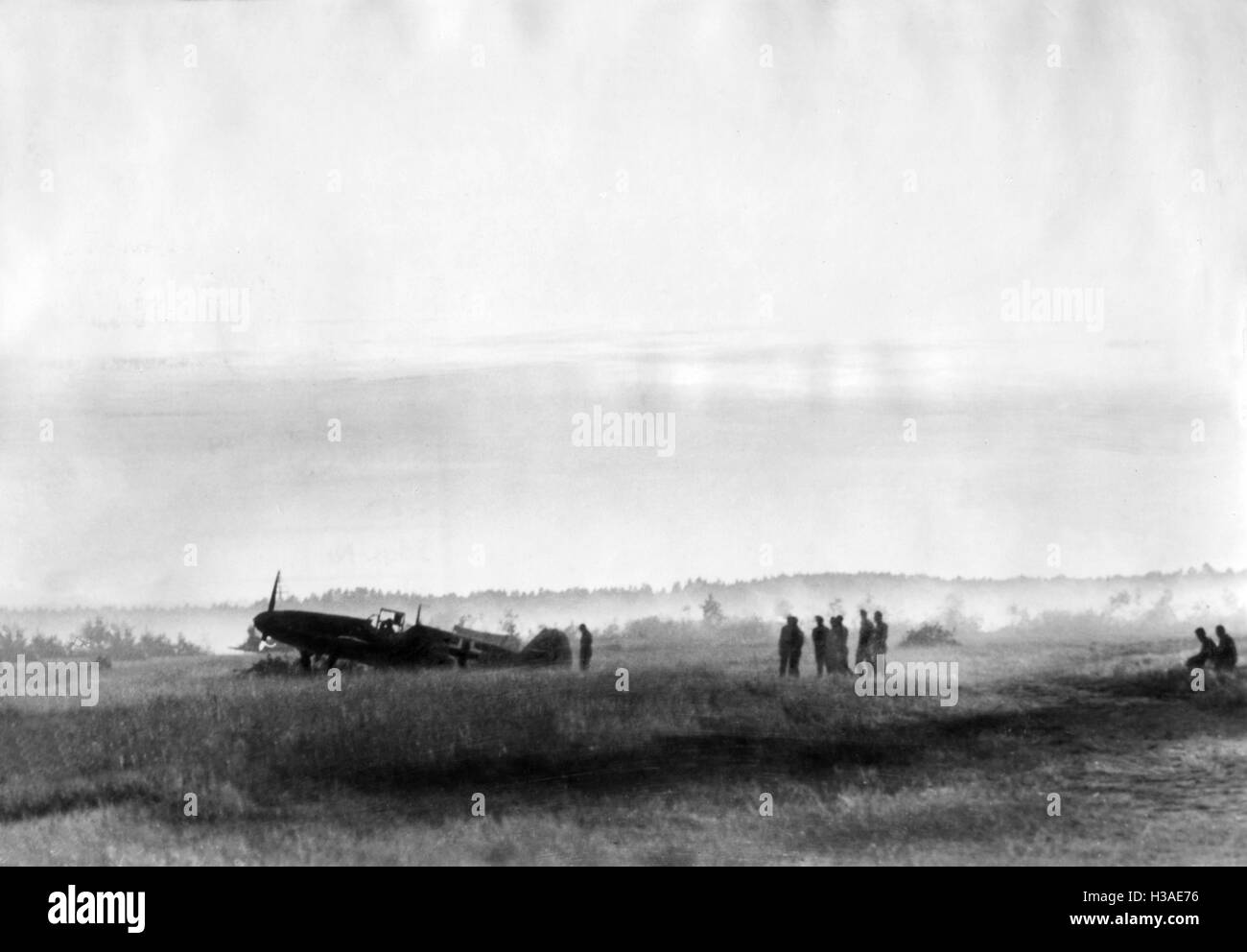 Aérodrome della Luftwaffe immediatamente prima dell'attacco ha iniziato sul Fronte Orientale, 1941 Foto Stock