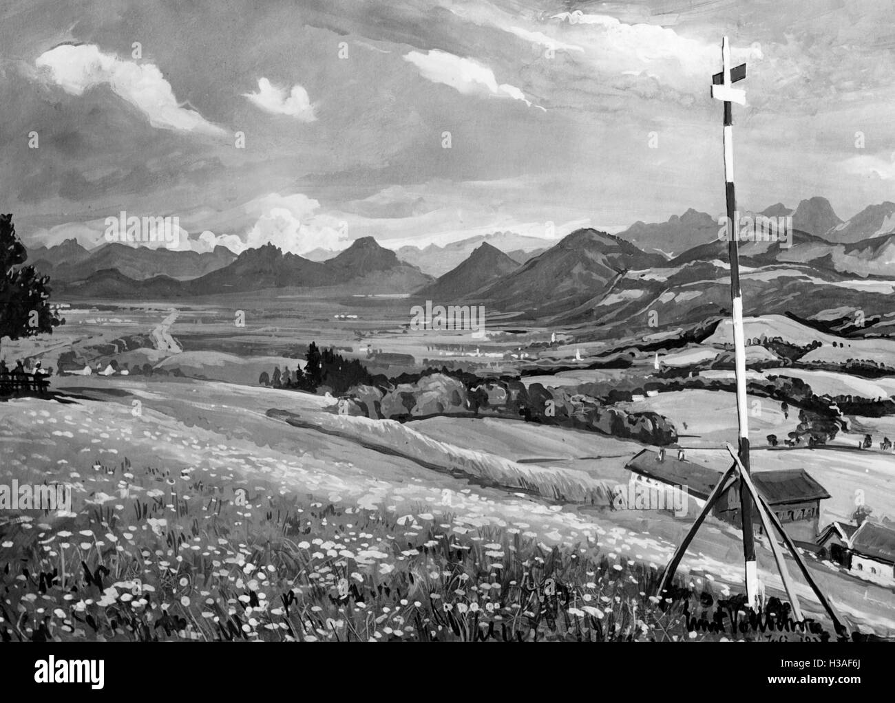 Dipinto di Ernst Vollbehr: Irschenberg, 1935 Foto Stock