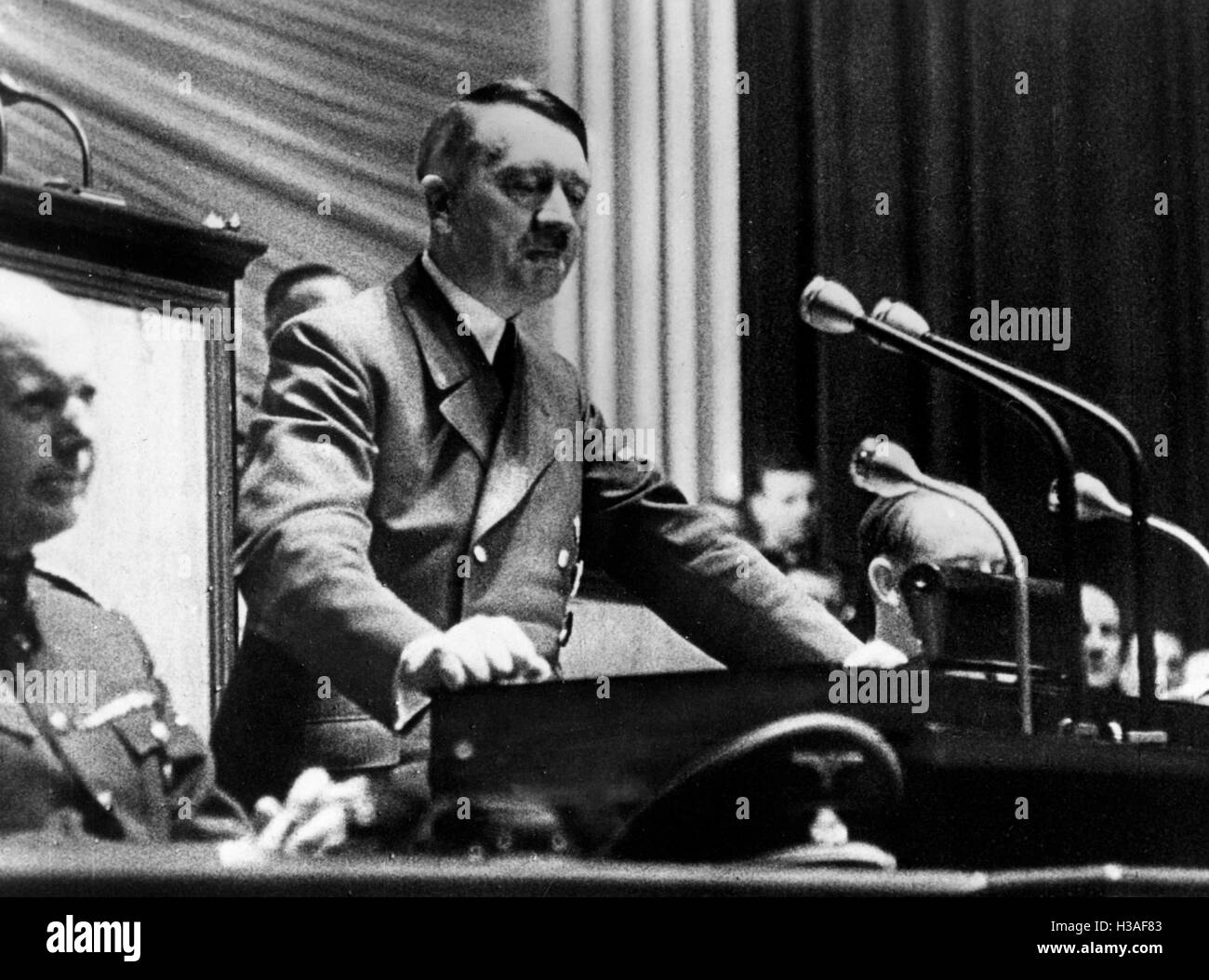 Hitler il discorso sulla dichiarazione di guerra contro gli Stati Uniti d'America 11.12.1941 Foto Stock