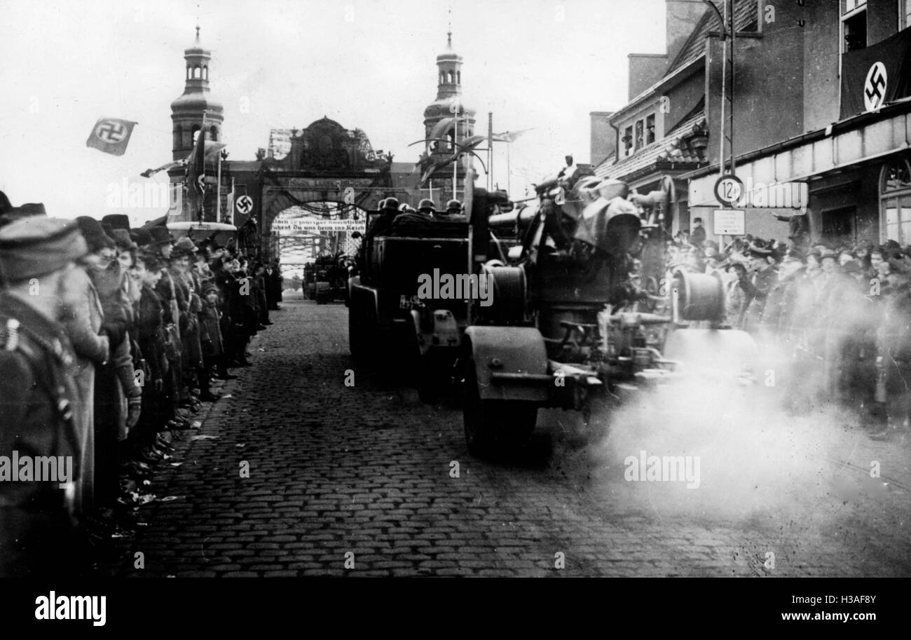 Entrata della Wehrmacht nella regione di Klaipeda, 1939 Foto Stock