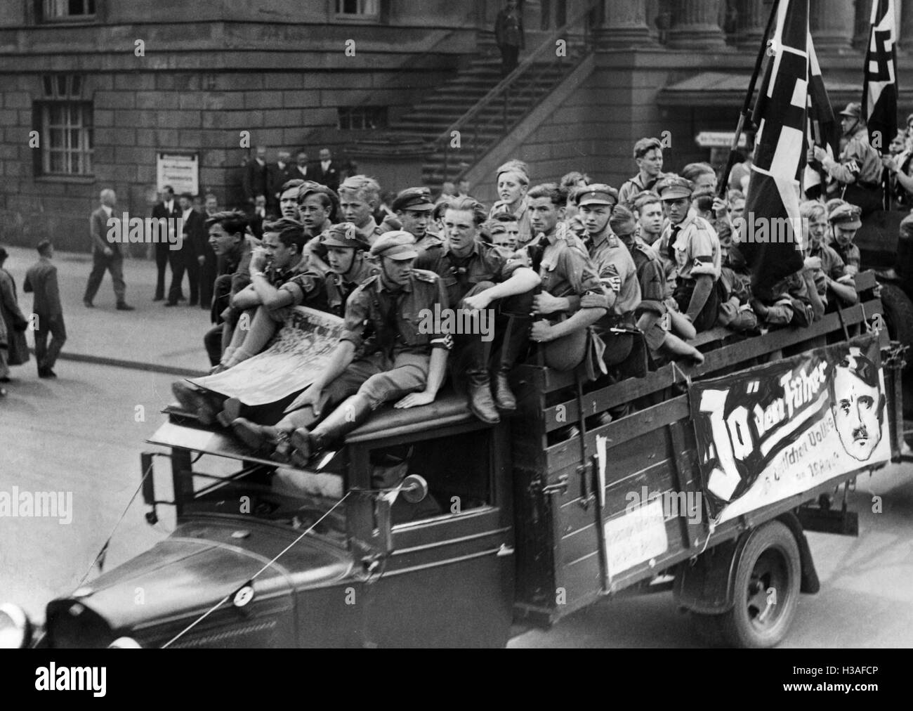 Gioventù Hitleriana propaganda per Hitler a Berlino, 1934 Foto Stock