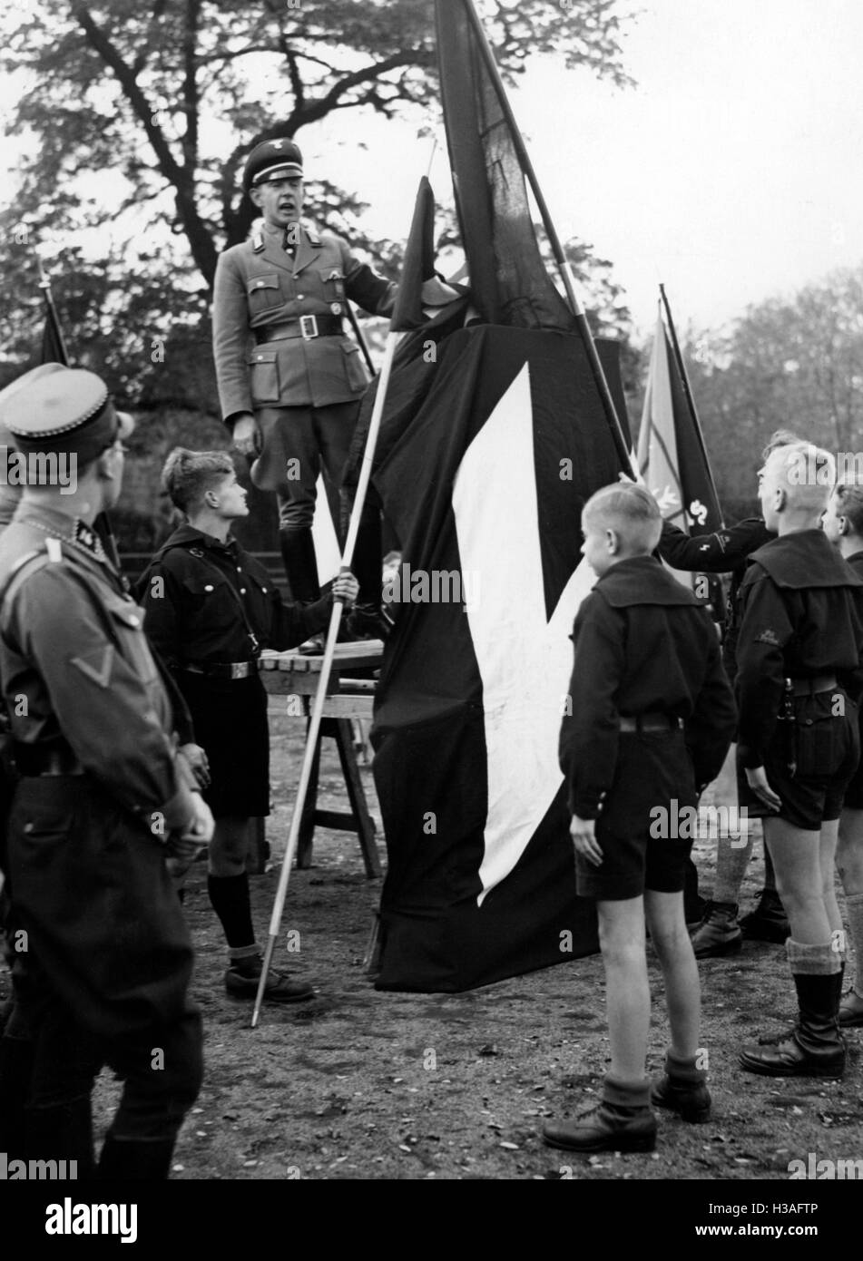 Consacrazione della bandiera in Angermuende, 1938 Foto Stock