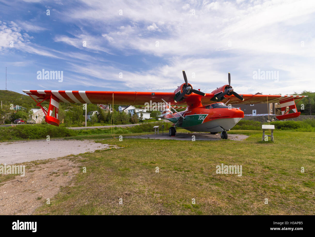 Una Canso smantellata bombardieri ad acqua nel Memorial Park San Antonio, Terranova e Labrador, Canada. Foto Stock