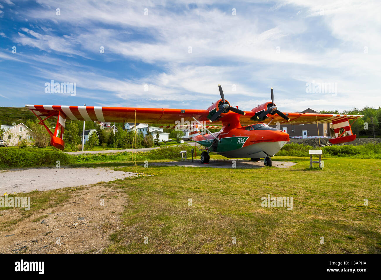 Una Canso smantellata bombardieri ad acqua nel Memorial Park San Antonio, Terranova e Labrador, Canada. Foto Stock