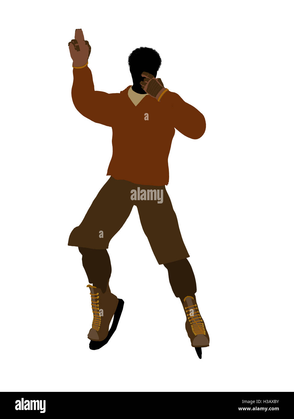 African American maschio di giocatore di hockey illustrazione Silhouette Foto Stock
