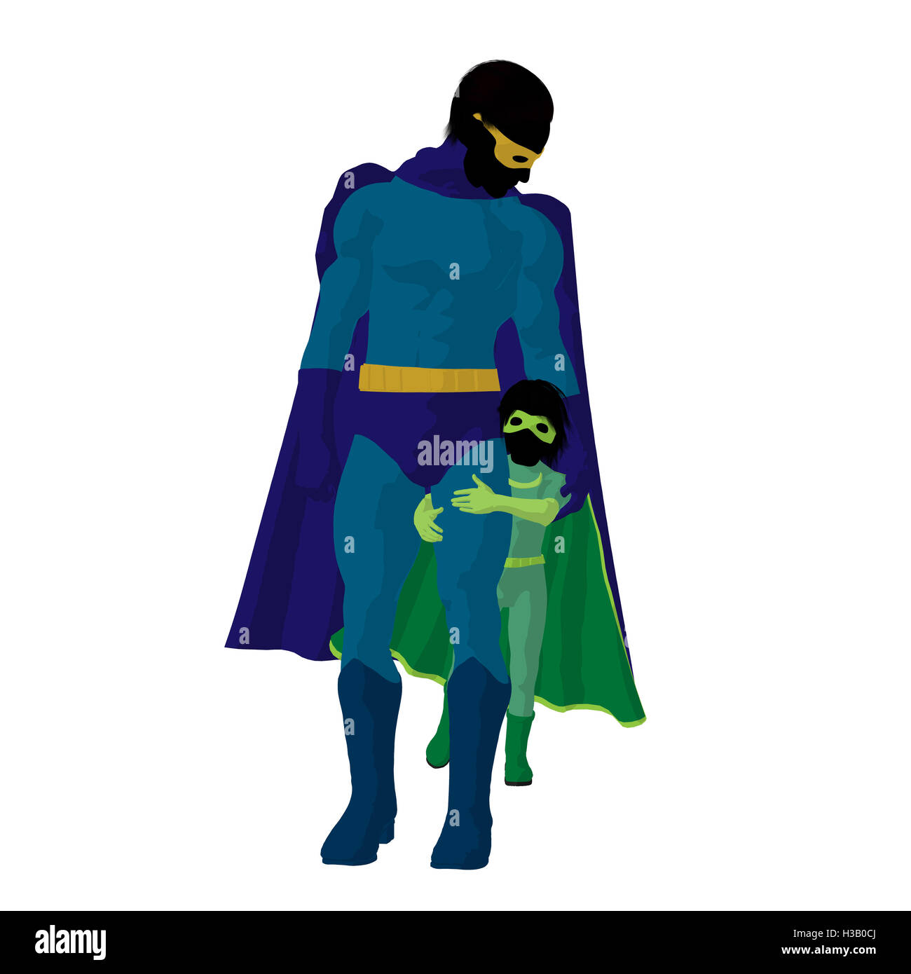 Super eroe papà illustrazione Silhouette Foto Stock