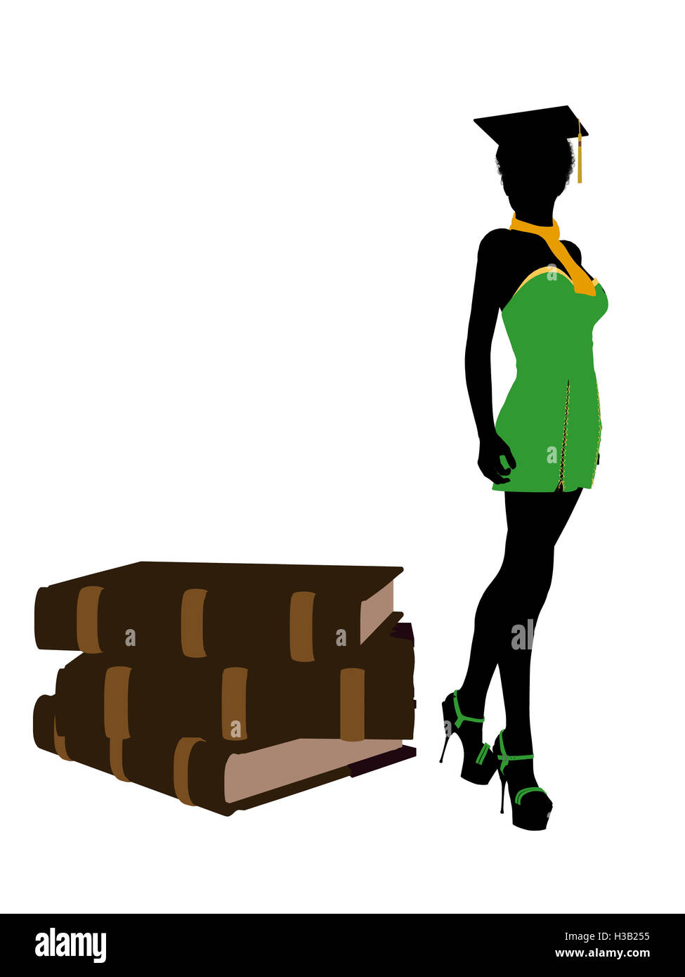 African American Graduate illustrazione Silhouette Foto Stock