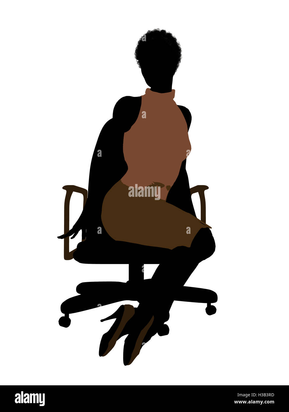 Femmina americano africano Office illustrazione Silhouette Foto Stock