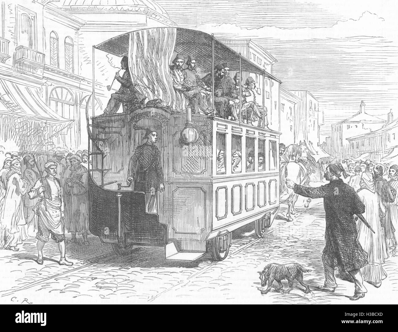 Trasporti Tram-CAR 1877. Il Illustrated London News Foto Stock