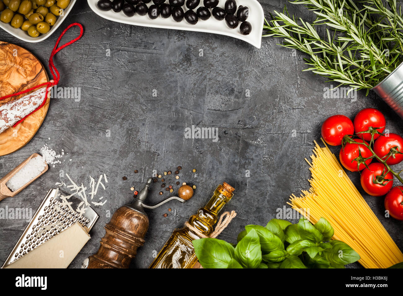 Il cibo italiano ingredienti Foto Stock