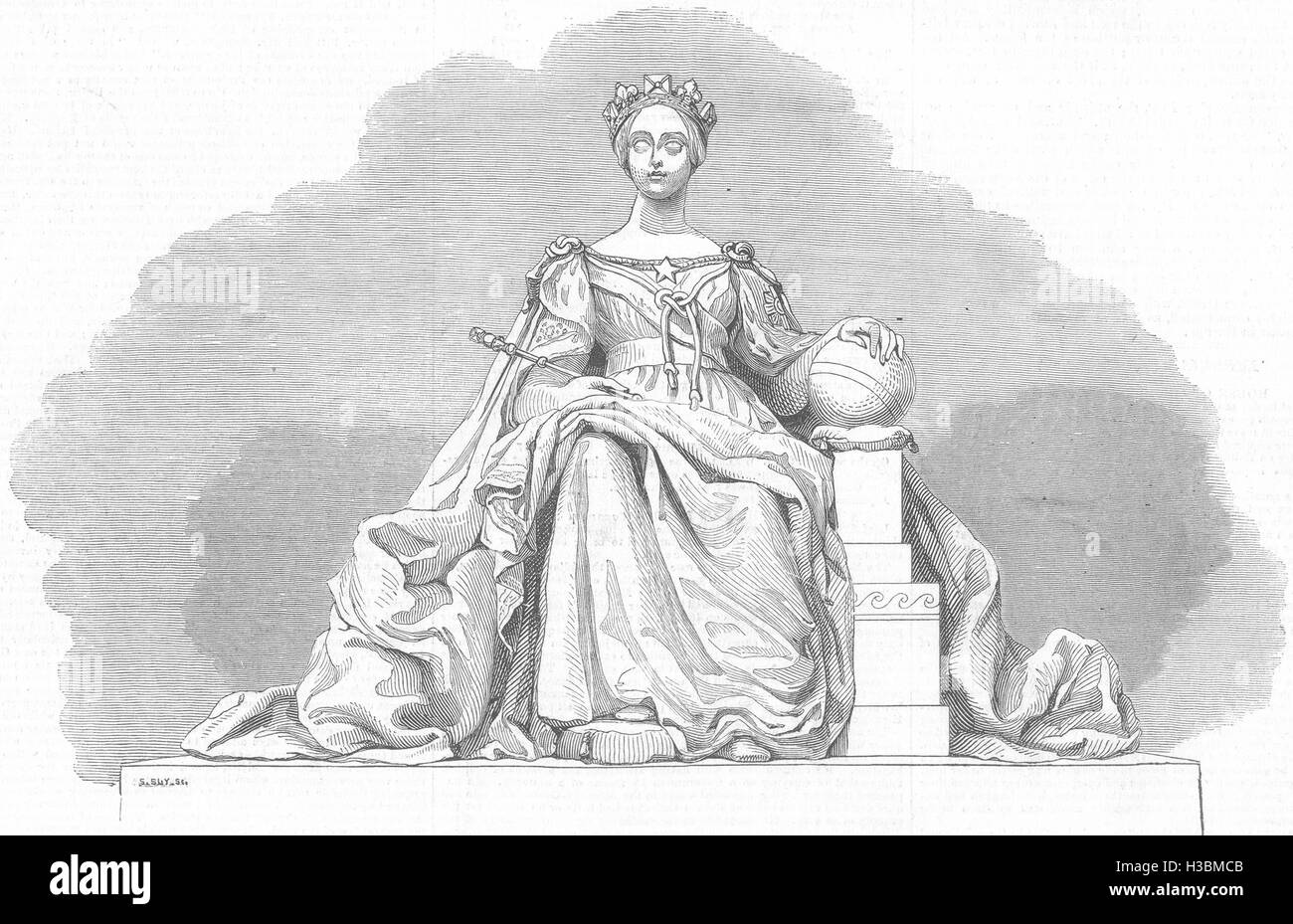 Scozia Statua colossale della regina, alla Royal Institution, Edimburgo 1844. Il Illustrated London News Foto Stock