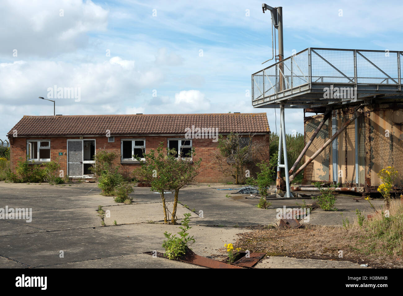 Ex Guerra Fredda Bloodhound base missilistica, Bawdsey, Suffolk, Regno Unito. Foto Stock