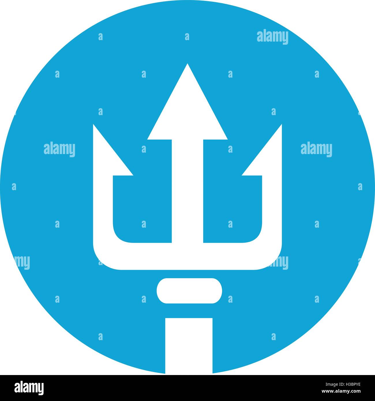 Icona illustrazione di un Trident, triplice lancia insieme all'interno del cerchio su sfondo isolato. Illustrazione Vettoriale