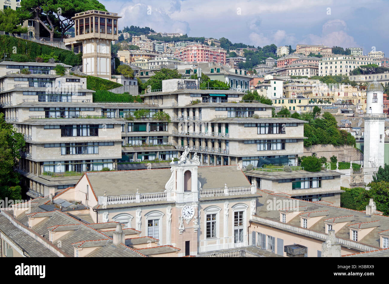 Genova, Italia, viste N. dal tetto del Palazzo Rossi Foto Stock