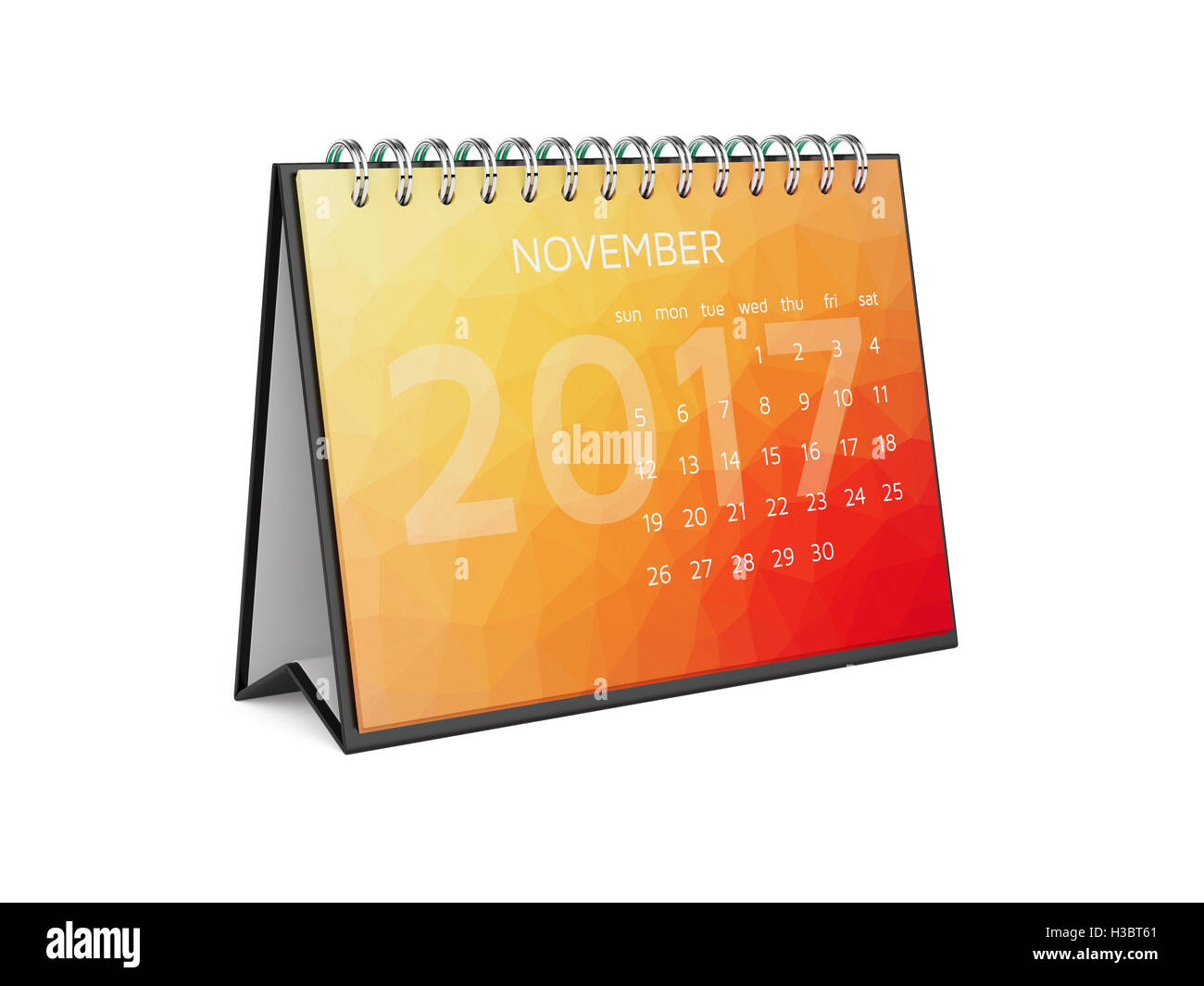 Desktop moderno colorato design piatto per il calendario 2017 Novembre anno isolato su sfondo bianco. 3D rendering immagine Foto Stock